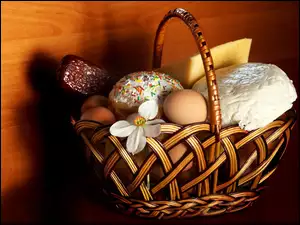 Koszyk, Jedzenie, Wiklinowy, Kwiatek