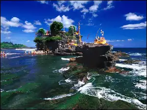 Ludzie, Bali, Ocean, Wyspa, Domki