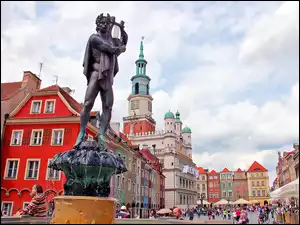 Polska, Fontanna, Posąg Apollina, Ratusz, Poznań