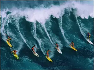 Morze, Surfing, Fale, Mężczyźni