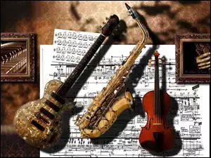 Muzyczne, Nuty, Instrumenty