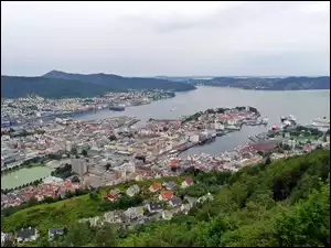 Panorama, Norwegia, Miasta, Bergen