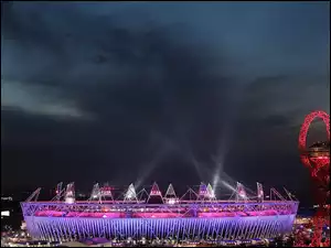 Noc, Oświetlony, Stadion