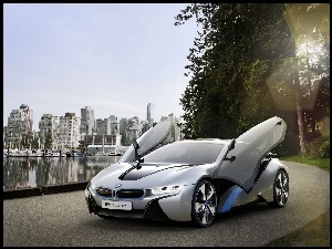BMW i8 Concept, Miasto, Otwarte, Drzwi