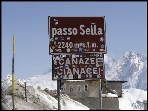 Góry, Dolomity, Śnieg, Passo Sella