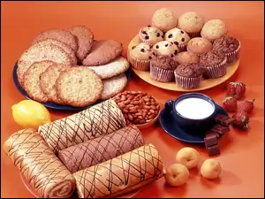 Babeczki, Ciasteczka, Mleko, Muffinki, Orzeszki