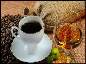 Kawa, Koniak, Filiżanka, Ziarna