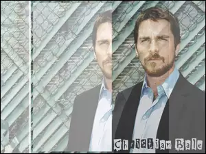 niebieska koszula, Christian Bale, czarna marynarka
