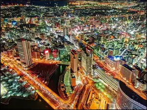 Japonia, Yokohama, Nocą