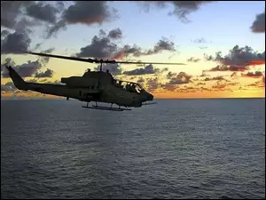 Niebo, Helikopter, Morze