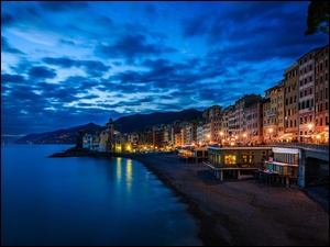 Włochy, Morze, Miasto, Plaża, Camogli