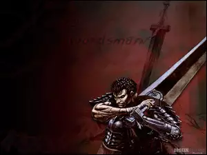 Berserk, miecz, napis, człowiek