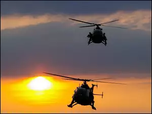 Słońca, Helikoptery, Zachód