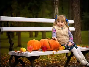 Park, Dynia, Dziewczynka, Dziecko, Ławka