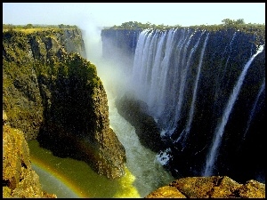 Zambia, Wodospad, Skały, Victoria