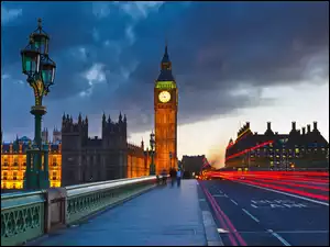 Ludzie, Big Ben, Miasto, Londyn, Most, Zabytki, Ulica