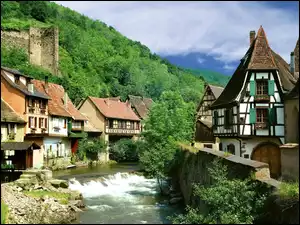 Lasy, Austria, Domki, Kaysersberg, Rzeka