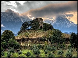 Burzowe, Dom, Wzgórzu, Na, Chmury