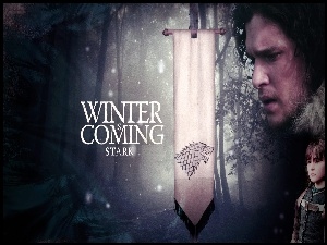 Herb, Jon Snow - Kit Harington, Game of Thrones, Gra o tron, Motto