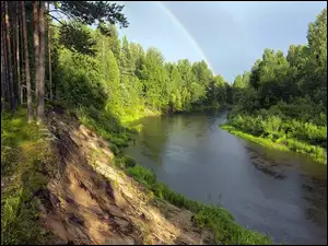 Rzeka, Tęcza, Las, Skarpa