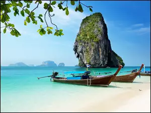 Morze, Plaża, Krabi, Łodzie, Beach, Wysepka