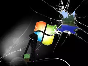 Logo, Minecraft, Dziura, Enderman, Windows