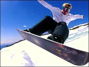 Snowbording, snowboardzista, deska , śnieg