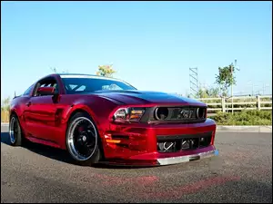 Droga, Czerwony, Mustang