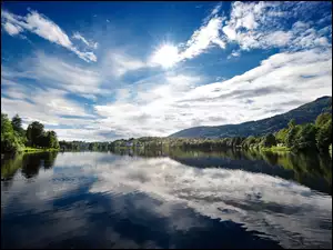 Jezioro, Norwegia, Lasy, Góry