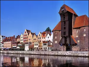Polska, Żuraw, Motława, Kamienice, Gdańsk