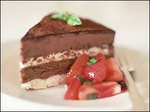 Truskawki, Tort, Czekoladowy