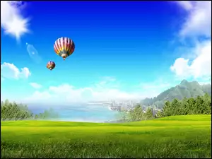 Łąka, Balony, Zielona