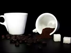 Cukru, Kawa, Filiżanki, Dwie, Kostki