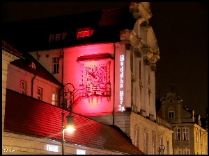 Noc, Zegar, Poznań, Budynki, Starówka