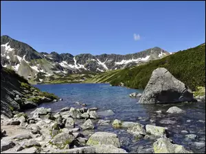 Góry, Niebo, Skały, Rzeka