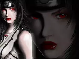 Naruto, Kobieta, Oczy, Czerwone, Usta