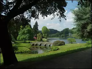 Anglia, Mostek, Ogród, Jeziorko, Stourhead
