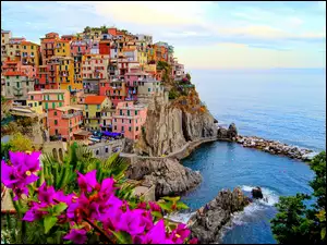Domy, Manarola, Włochy, Wybrzeże