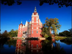 Jezioro, Pałac Pucklera, Niemcy, Bad Muskau, Par Mużakowski