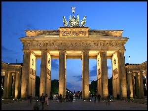 Berlin, Noc, Niemcy, Brama Brandenburska