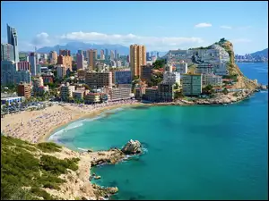Morze, Benidorm, Miasto, Hiszpania, Plaża