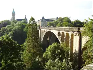 Zamek, Fragment, Luksemburg, Parku, Most, Pałac