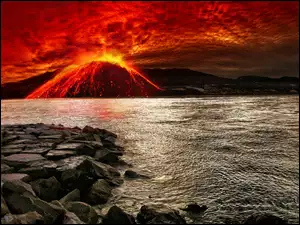 Wulkan, Kamienie, Erupcja, Morze