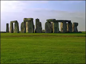 Stonehenge, Niebo, Trawa, Kamienie