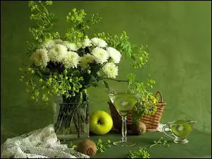 Astry, Kompozycja, Jabłko, Kiwi