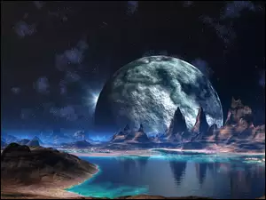 Fantasy, Woda, Gwiazdy, Planeta