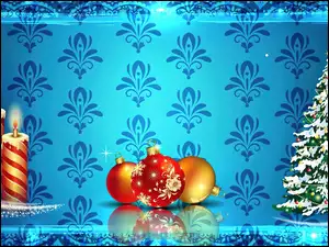 Świeczki, Święta, Bombki, Choinka