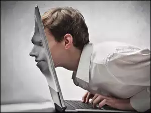 Twarz, Mężczyzna, Laptop