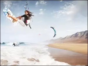Deska, Kitesurferzy, Latawiec