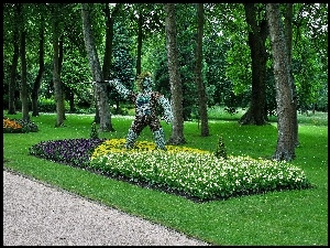 Park, Kwiaty, Drzewa, Trawa
